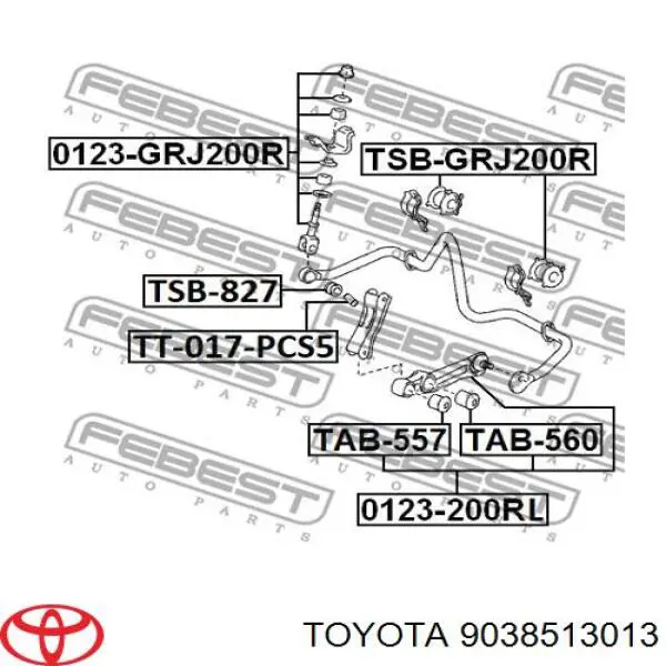 9038513013 Toyota втулка стойки заднего стабилизатора