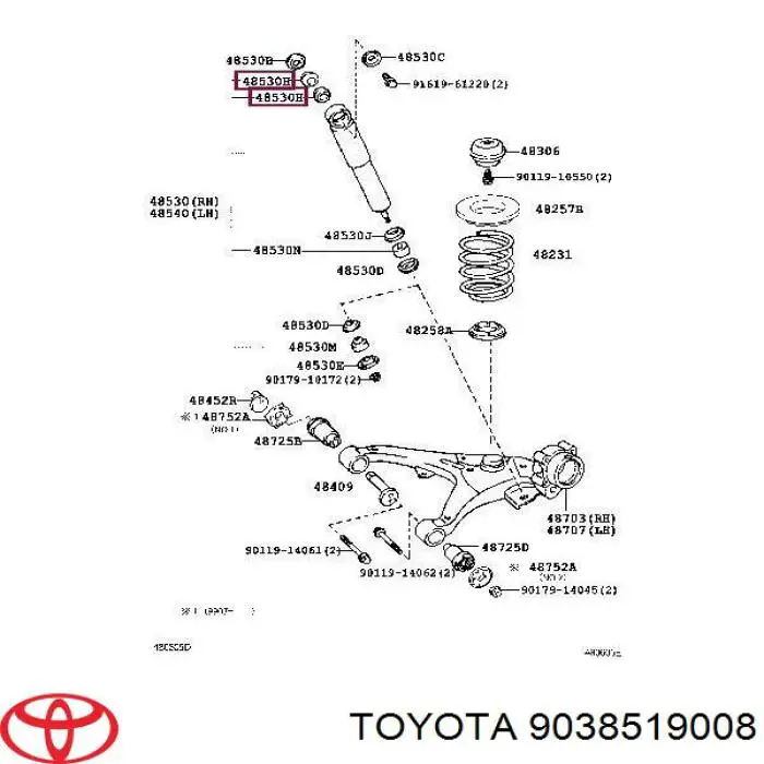 9038519008 Toyota сайлентблок амортизатора заднего