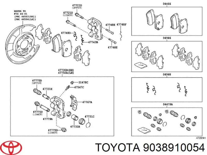 9038910054 Toyota guia inferior de suporte traseiro