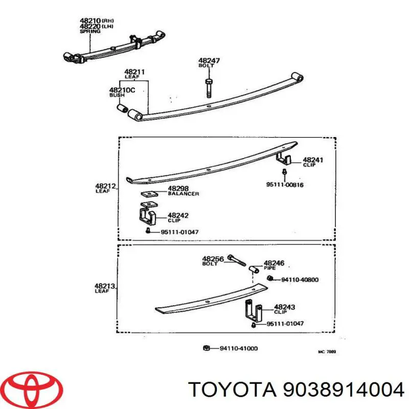 Silentblock trasero de ballesta trasera 9038914004 Toyota