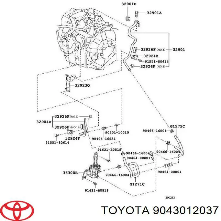 Прокладка шланга подачи масла к турбине Toyota 9043012037
