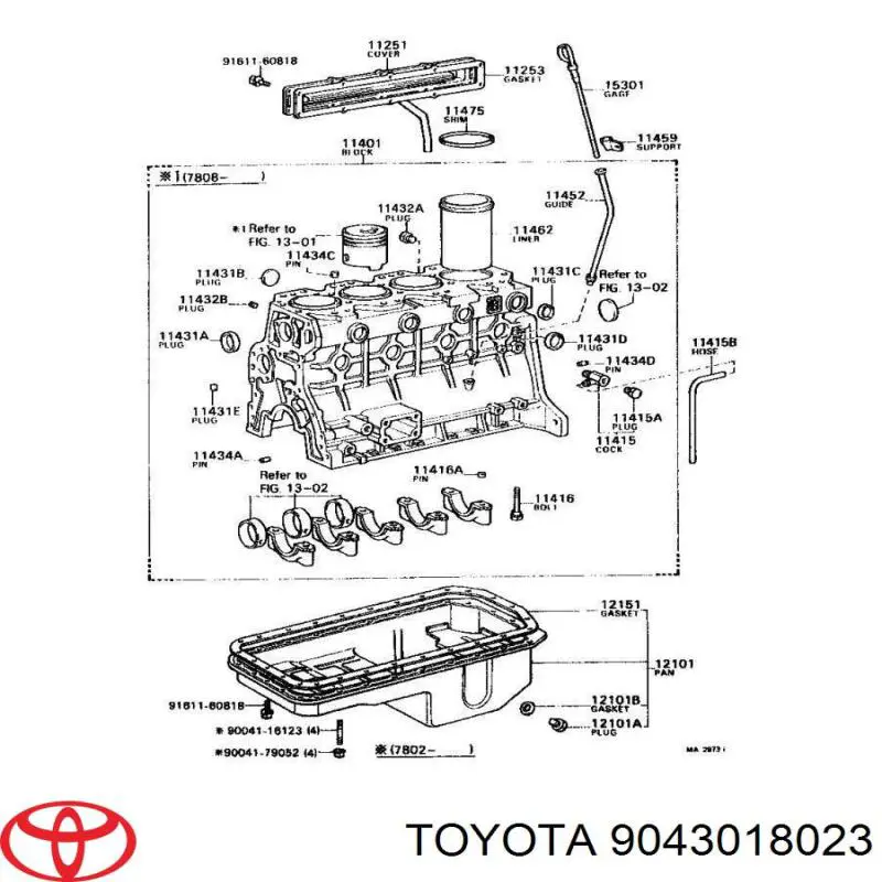 Прокладка пробки поддона двигателя 9043018023 Toyota
