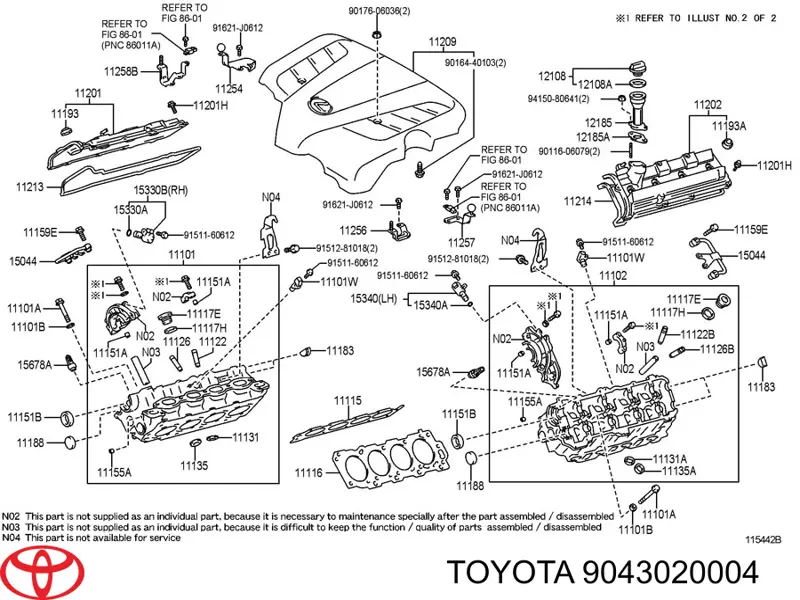 9043020004 Toyota vedante de rolha de panela de motor