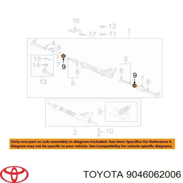 9046062006 Toyota braçadeira da bota de proteção da cremalheira da direção