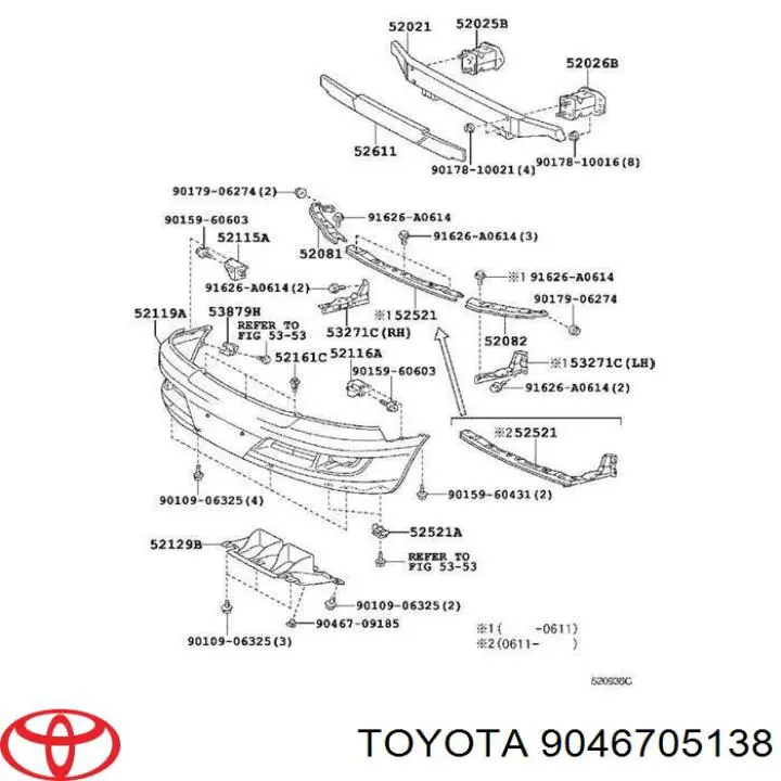 9046705138 Toyota пистон (клип крепления бампера переднего)