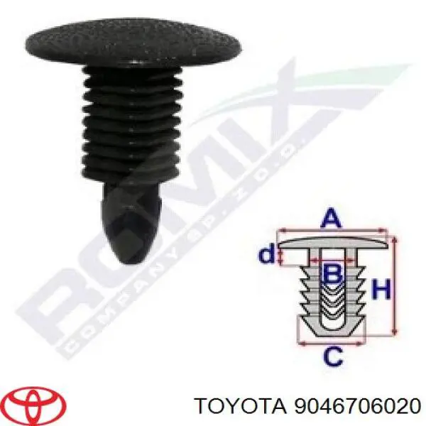 09409103025PK Toyota cápsula (prendedor de fixação do forro do pára-choque do pára-lama dianteiro)