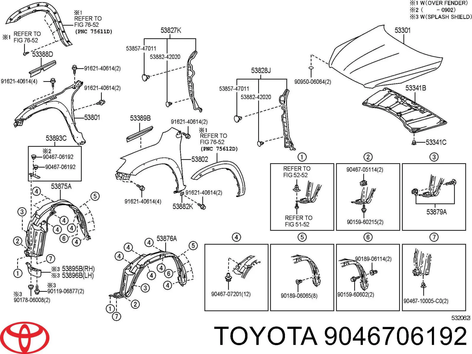 Пистон крепления подкрылка переднего крыла Toyota 9046706192 цена, от 0.93 USD
