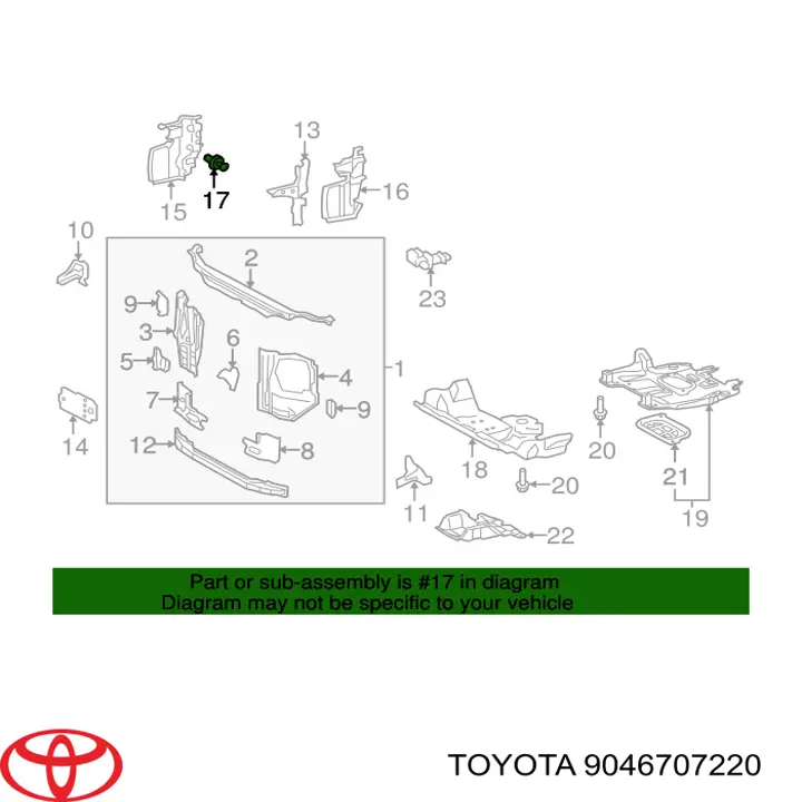 Пистон (клип) крепления подкрылка переднего крыла Toyota 9046707220