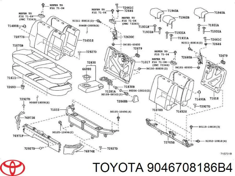 Пистон (клип) крепления подкрылка переднего крыла 9046708186C3 Toyota