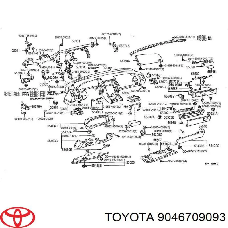Пистон крепления подкрылка переднего крыла Toyota 9046709093 цена, от 0.52 USD