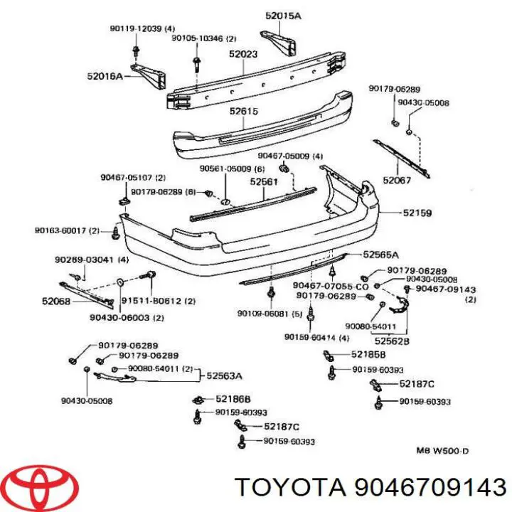 Пистон (клип) крепления подкрылка переднего крыла 9046709143 Toyota