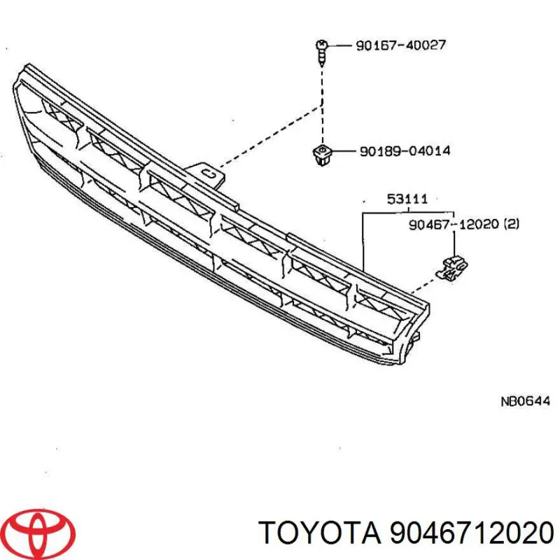 Пистон (клип) крепления решетки радиатора к панели 9046712020 Toyota