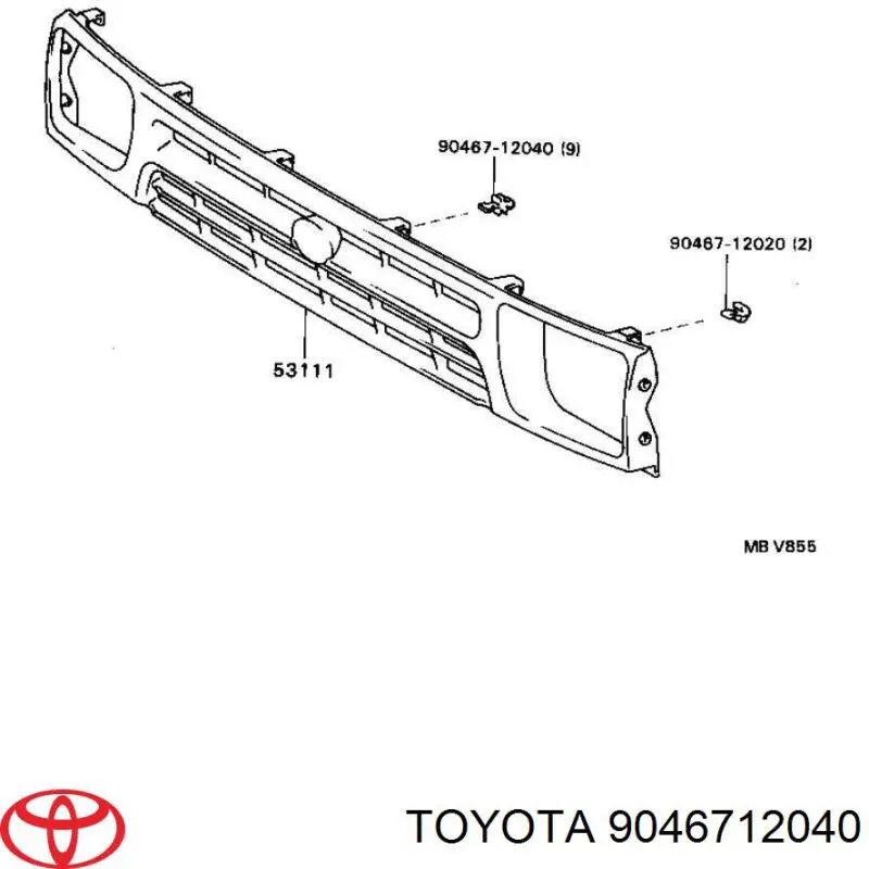 Пистон (клип) крепления подкрылка переднего крыла 9046712040 Toyota