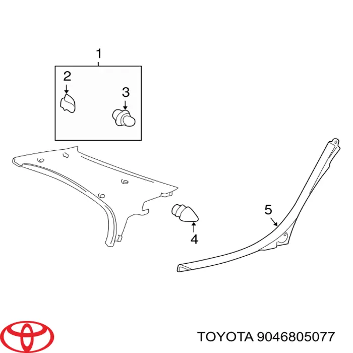 Clips Fijación, revestimiento puerta 9046805077 Toyota