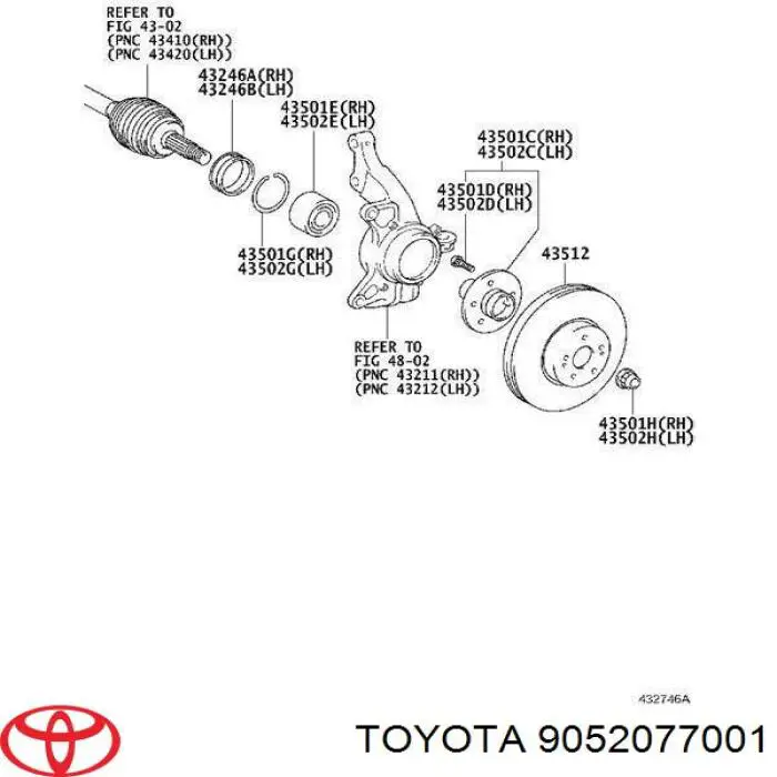 Кольцо стопорное подшипника передней ступицы на Toyota Camry V30