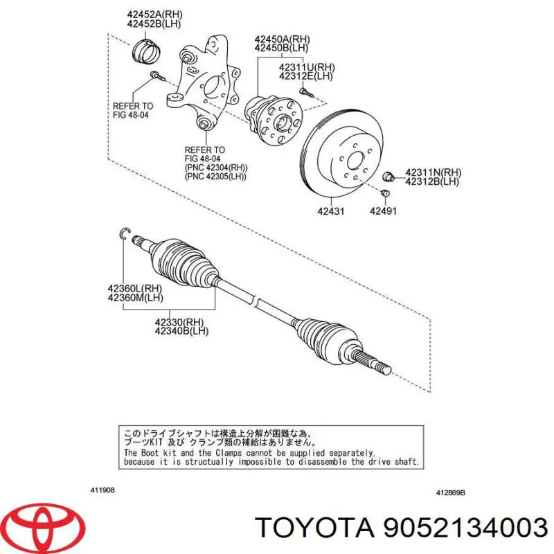 9052134003 Toyota кольцо стопорное подшипника задней полуоси
