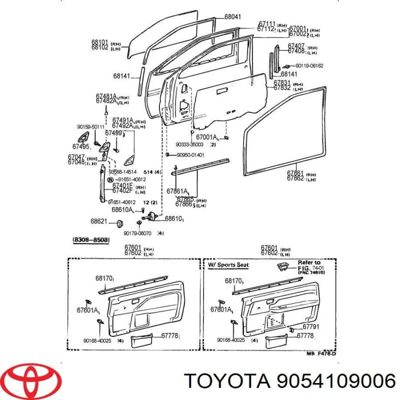 Tope de búfer puerta de maletero 9054109006 Toyota