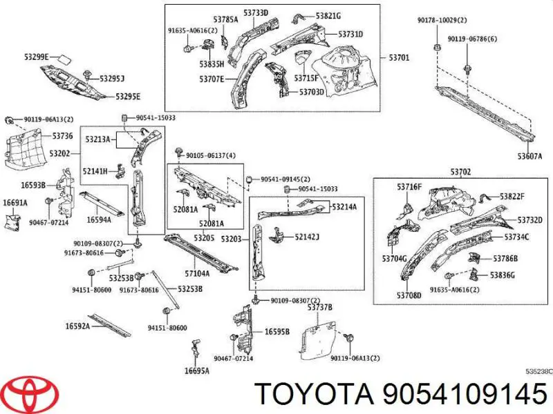 9054109145 Toyota pára-choque (grade de proteção de tampa de porta-malas (de 3ª/5ª porta traseira))