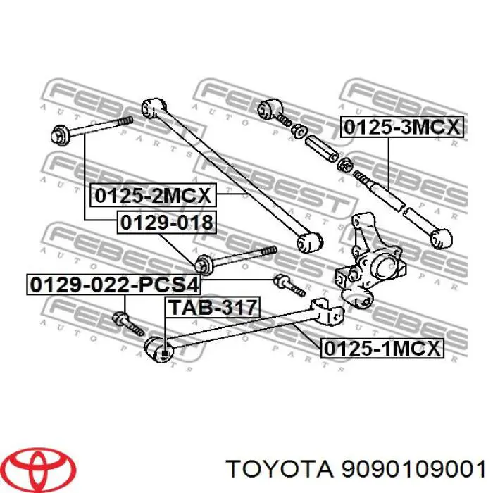 9090109001 Toyota болт крепления заднего развального рычага, внутренний