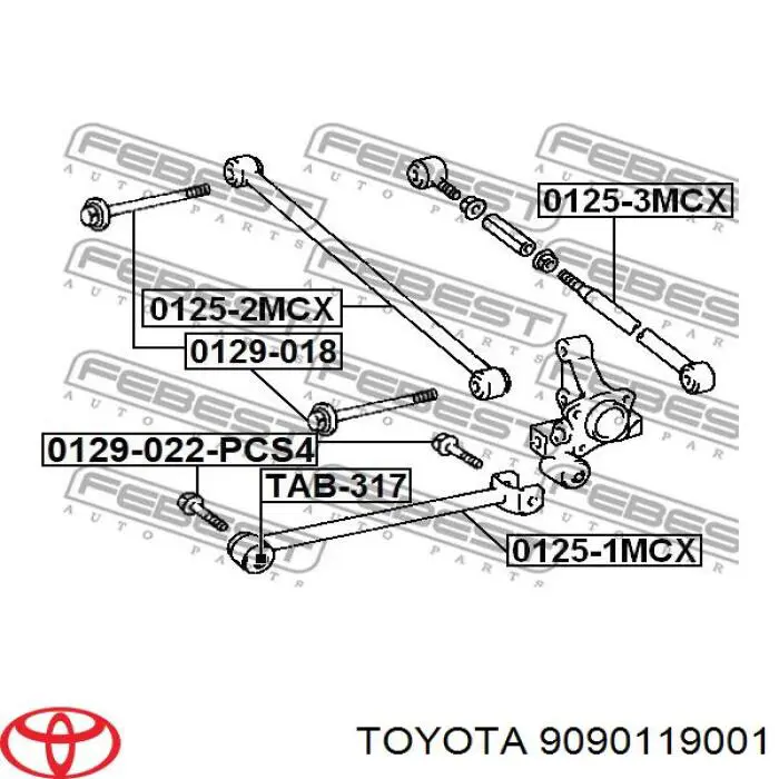 9090119001 Toyota болт крепления заднего развального рычага, наружный
