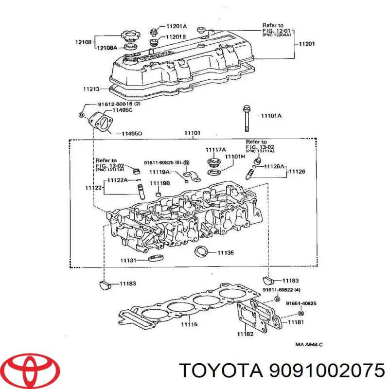 Болт ГБЦ 9091002075 Toyota