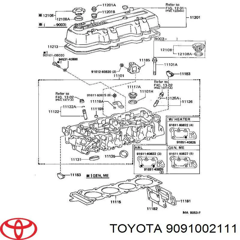 Болт ГБЦ 9091002111 Toyota