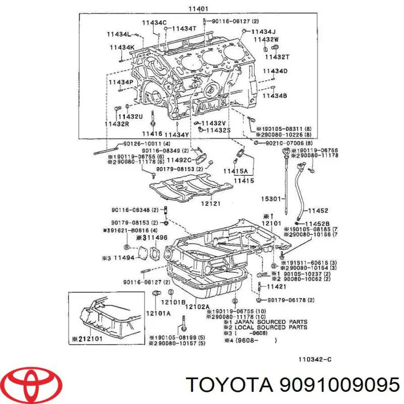 Сливная пробка блока цилиндров на Toyota 4Runner GRN21, UZN21