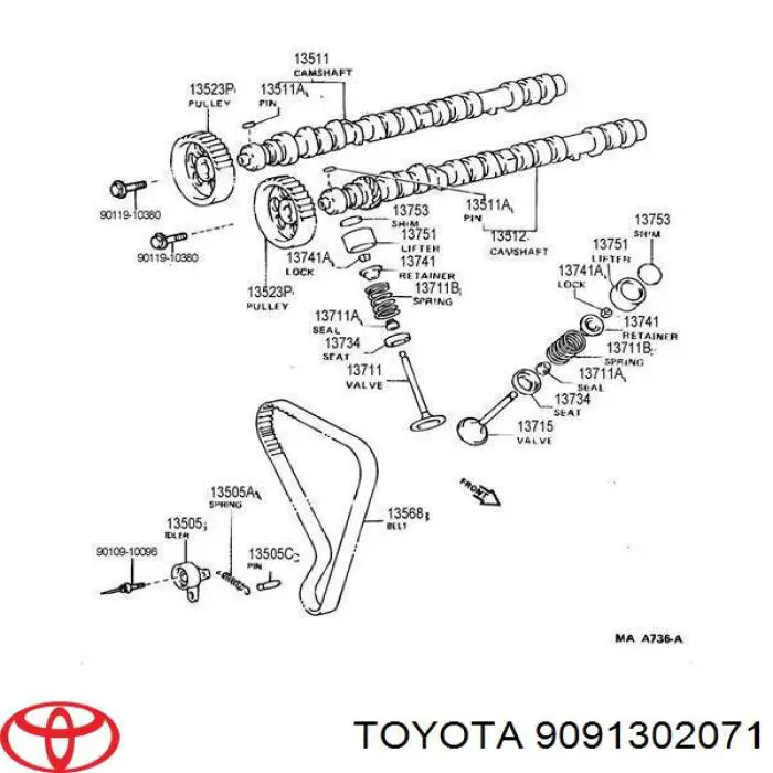 9091302071 Toyota сальник клапана (маслосъемный, впуск/выпуск)