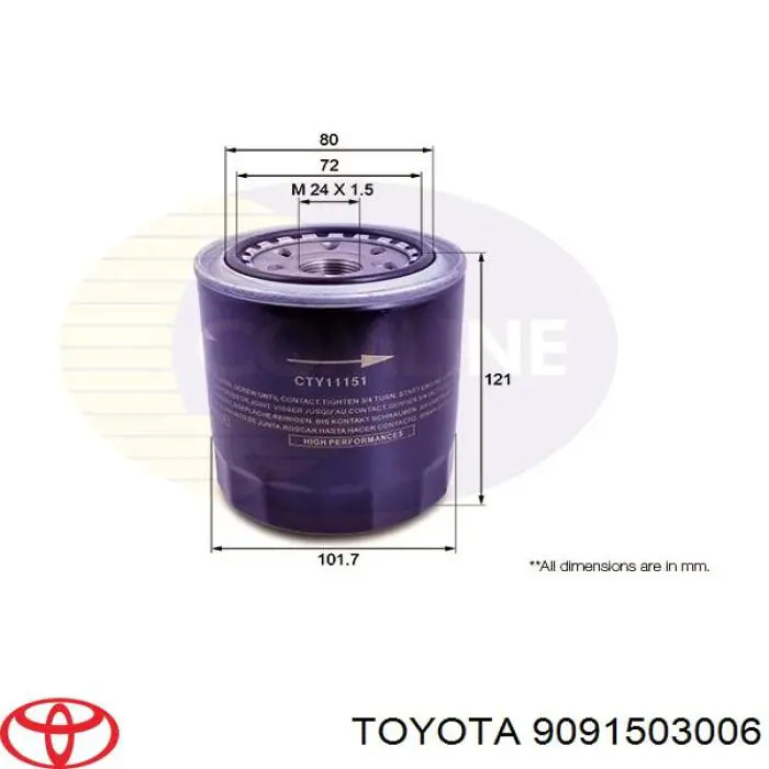 Купить 9091503006 Toyota Фильтр центробежный очистки масла