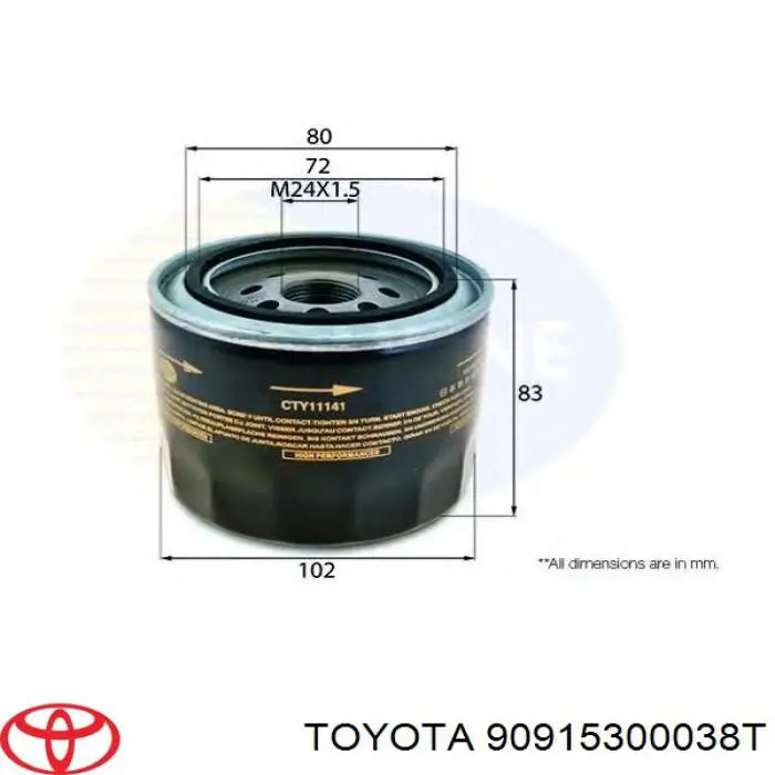 Масляный фильтр 90915300038T Toyota