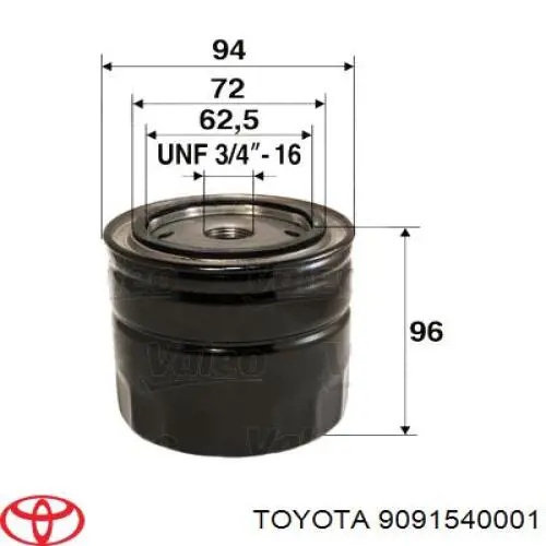 Filtro de aceite 9091540001 Toyota/Lexus