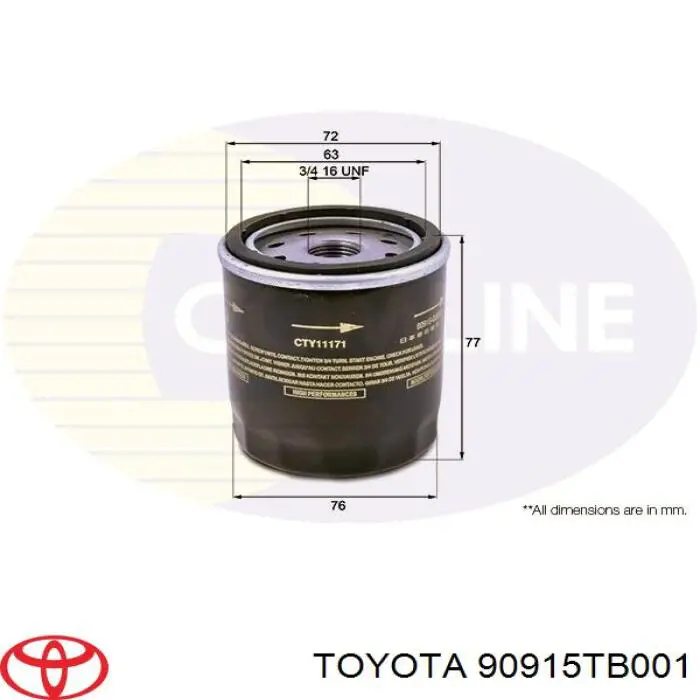 Масляный фильтр 90915TB001 Toyota