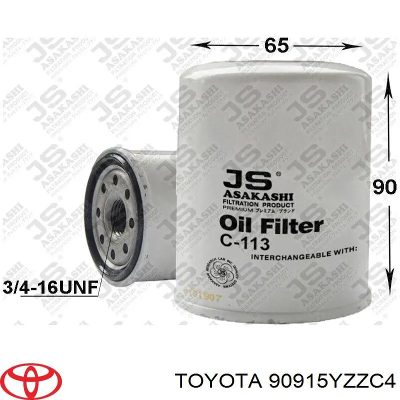 Filtro de aceite 90915YZZC4 Toyota