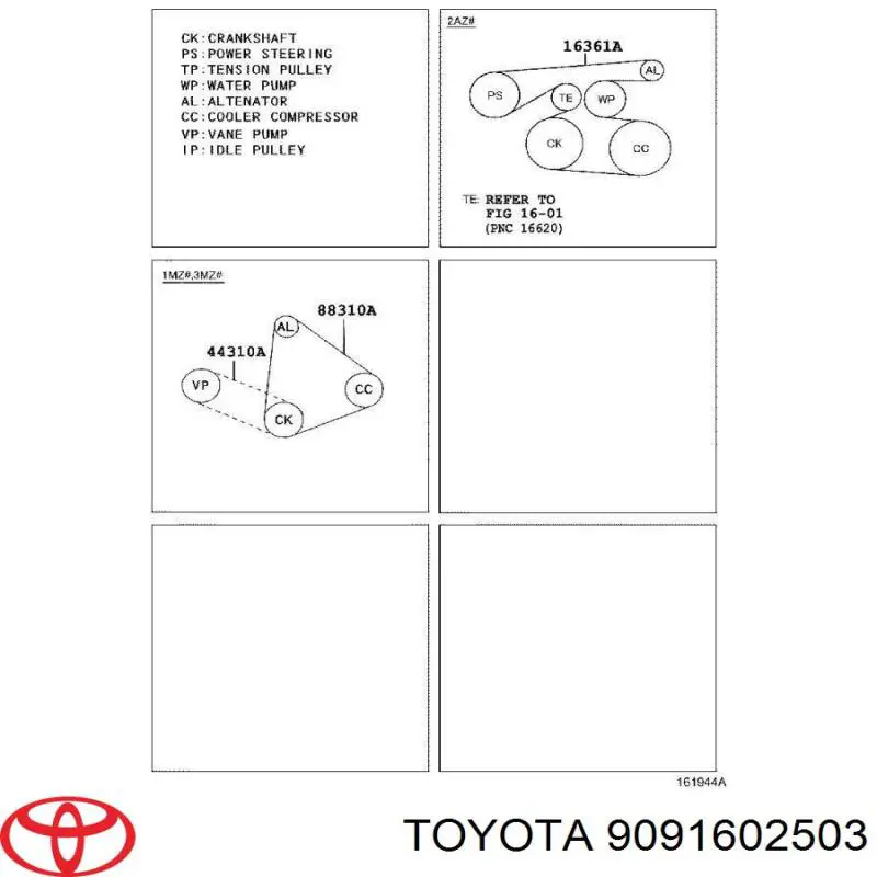 Ремень агрегатов приводной Toyota 9091602503