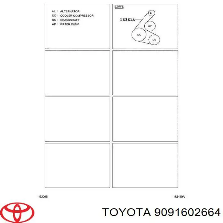 Correa trapezoidal 9091602664 Toyota