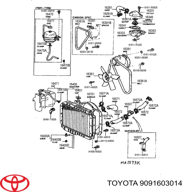 9091603014 Toyota термостат