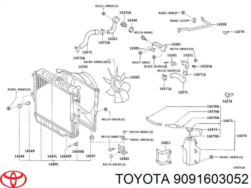 9091603052 Toyota термостат