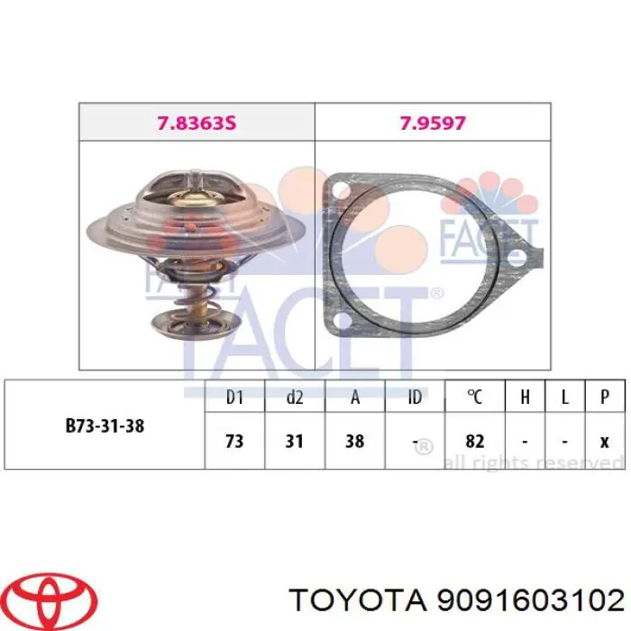 9091603102 Toyota термостат