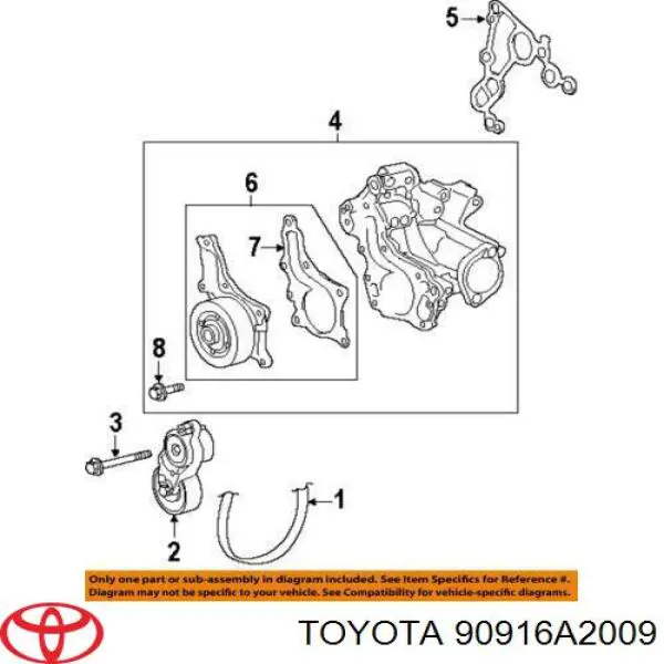 Купить 90916A2009 Toyota Ремень генератора