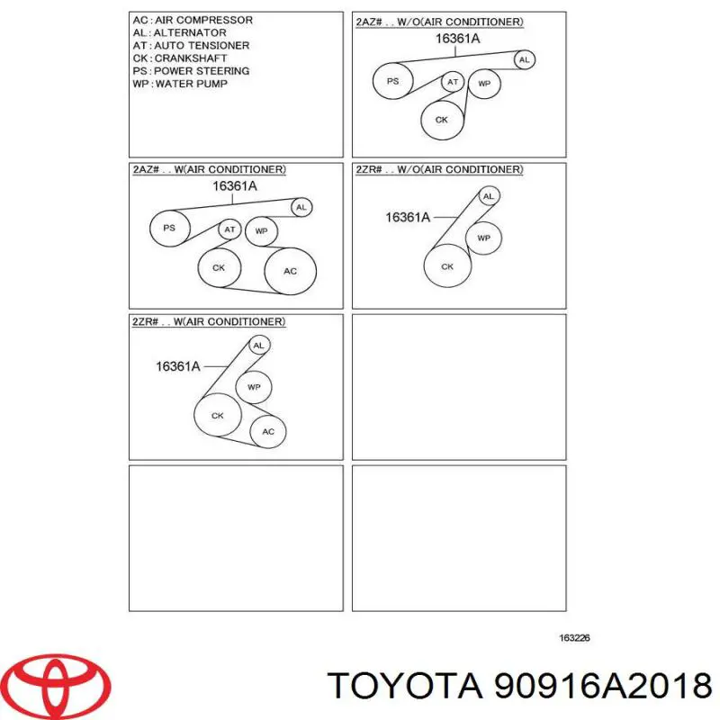 Ремень кондиционера Toyota 90916A2018