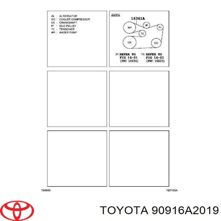 90916A2019 Toyota correia dos conjuntos de transmissão