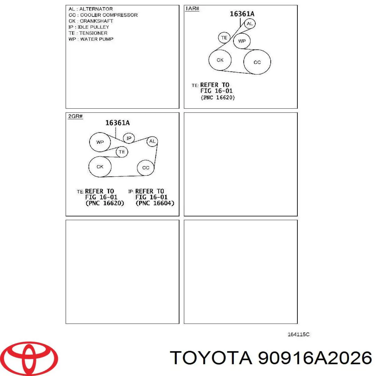 90916A2026 Toyota correia dos conjuntos de transmissão