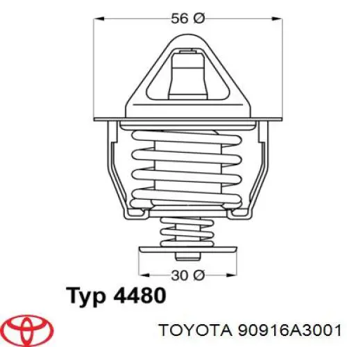 Термостат в корпусе Toyota 90916A3001 цена, от 16.39 USD