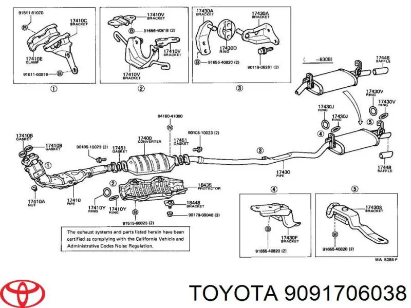 Прокладки выхлопной системы Toyota 9091706038 цена, от 1.27 USD