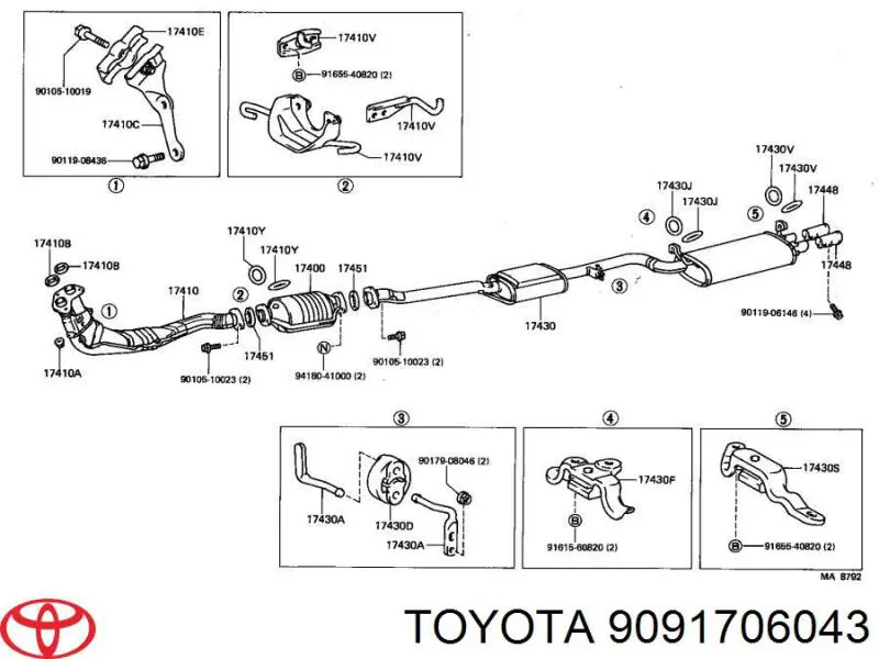 Junta, tubo de escape 9091706043 Toyota