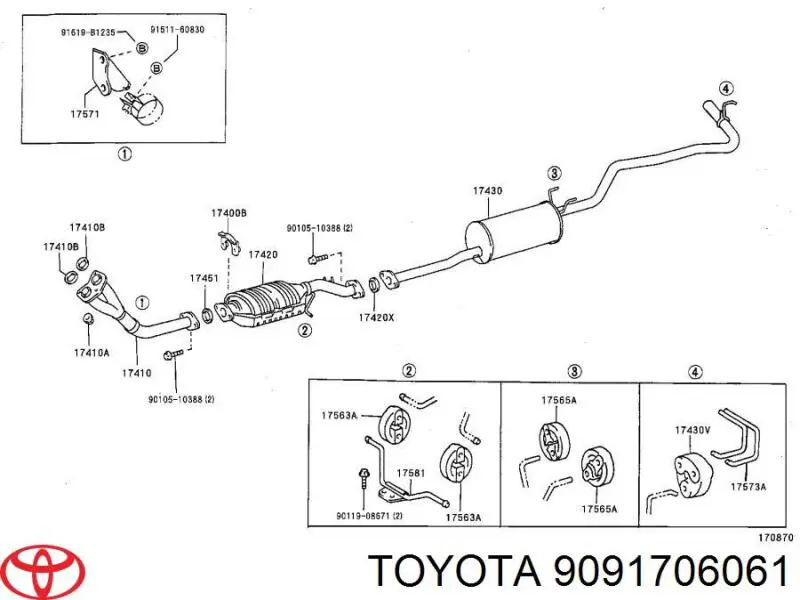 9091706061 Toyota прокладка приемной трубы глушителя