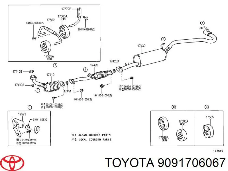9091706067 Toyota прокладка глушителя монтажная