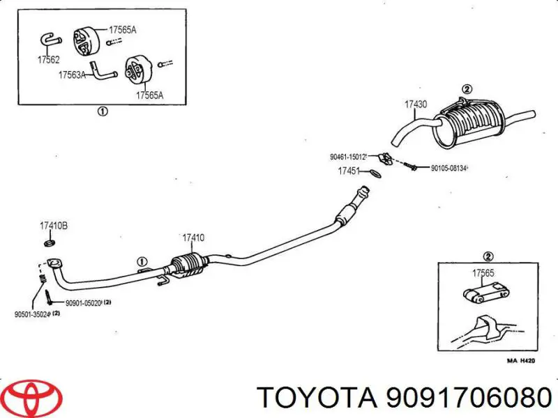 9091706080 Toyota прокладка приемной трубы глушителя