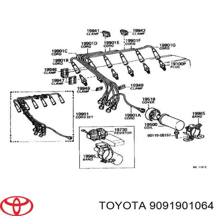 Bujía de encendido 9091901064 Toyota