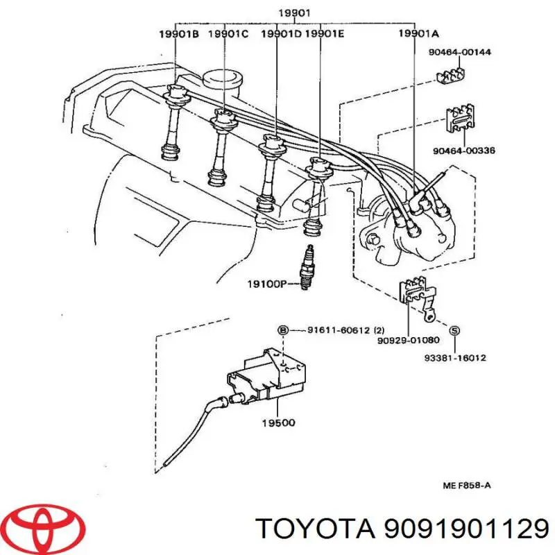 Bujía de encendido 9091901129 Toyota